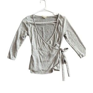 Caution to the Wind Women’s Grey Soft Wrap Sweater Cozy Cottagecore Granniechic